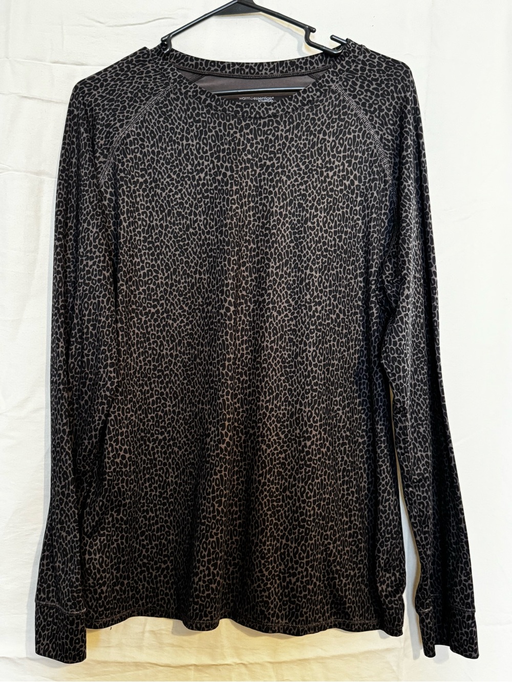 Cuddl Duds Black and Gray Animal Print Long Sleeve Top
